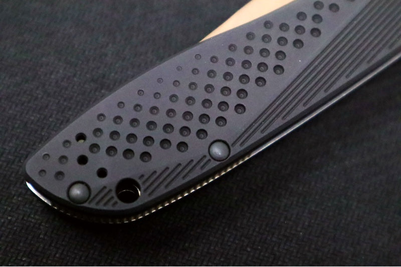 Benchmade 710FE-2401 SEVEN | TEN Limited Edition  - Recurve Drop Point Blade / CPM-Magnacut Steel / Black Anodized Aluminum Handle / FDE PVD Accents - Northwest Knives