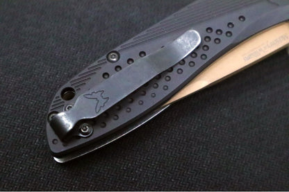 Benchmade 710FE-2401 SEVEN | TEN Limited Edition  - Recurve Drop Point Blade / CPM-Magnacut Steel / Black Anodized Aluminum Handle / FDE PVD Accents