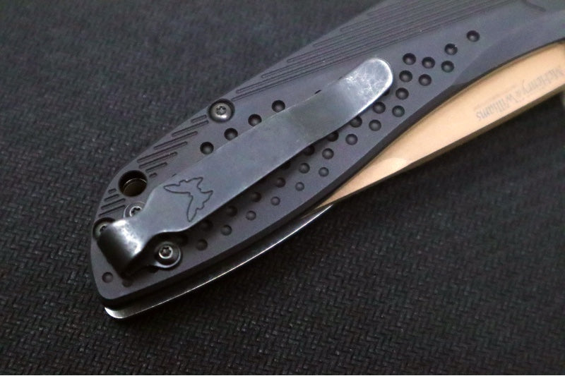 Benchmade 710FE-2401 SEVEN | TEN Limited Edition  - Recurve Drop Point Blade / CPM-Magnacut Steel / Black Anodized Aluminum Handle / FDE PVD Accents