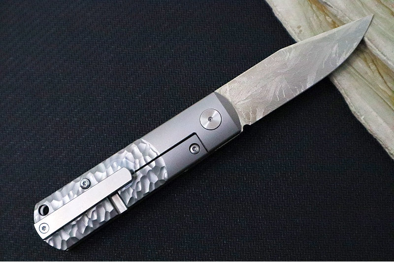 Boker BRLW Meterite Damascus Platnium Limited Edition - Non-stainless Meteorite Damascus Blade & Platnium Finish / Full Titanium Handle 110676DAM - Northwest Knives