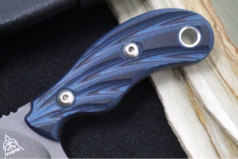 Tops Quick Skin Fixed Blade - 1095 Steel / Blue & Black G-10 Handle / Black Kydex Sheath QSK-02 - Northwest Knives