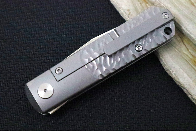 Boker BRLW Meterite Damascus Platnium Limited Edition - Non-stainless Meteorite Damascus Blade & Platnium Finish / Full Titanium Handle 110676DAM - Northwest Knives
