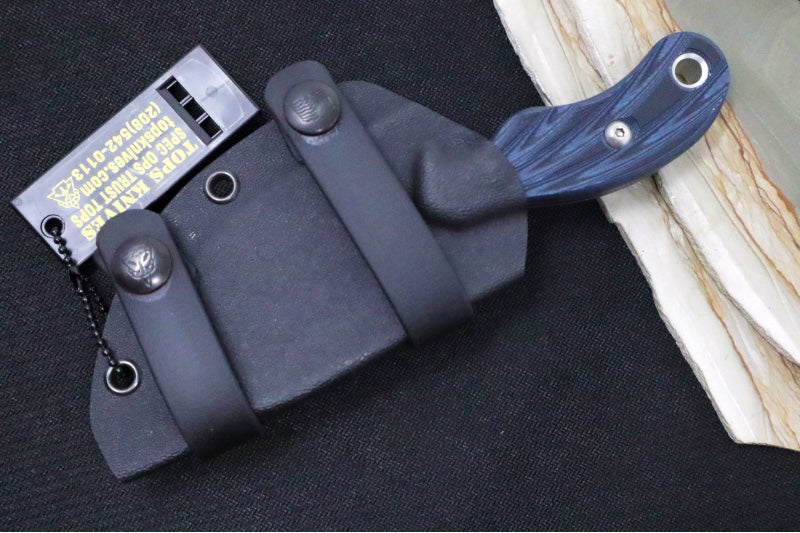 Tops Quick Skin Fixed Blade - 1095 Steel / Blue & Black G-10 Handle / Black Kydex Sheath QSK-02