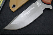 Tops Shadow Hunter Fixed Blade - 1095 Steel / Tan & Black Canvas Micarta Handle / Coyote Tan Kydex Sheath SWHR-01 - Northwest Knives