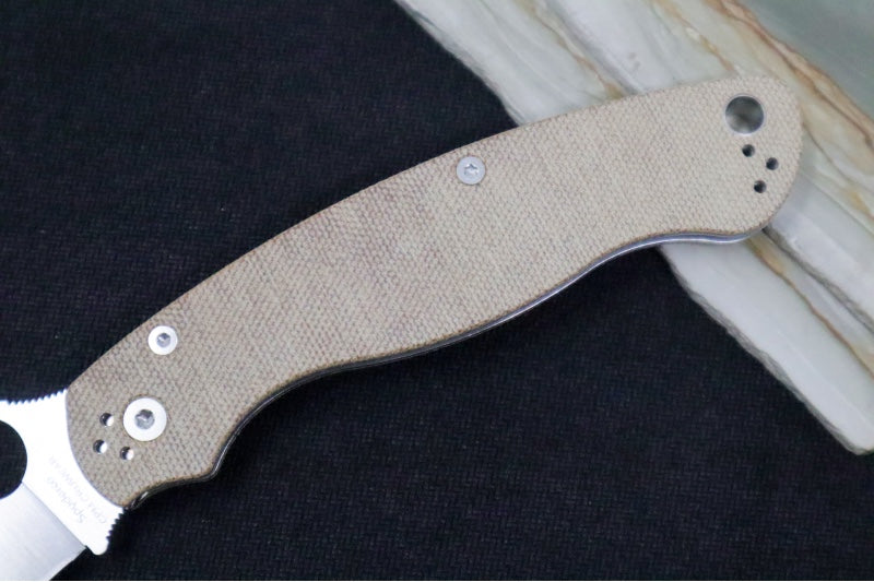 Spyderco Military 2 - CPM-CruWear Steel / Satin Blade / Brown Canvas Micarta Handle C36MPCW2
