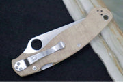 Spyderco Military 2 - CPM-CruWear Steel / Satin Blade / Brown Canvas Micarta Handle C36MPCW2 - Northwest Knives