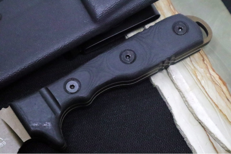 Tops Idaho Hunter Fixed Blade - 1095 Steel / Black Canvas Micarta Handle / Black Kydex Sheath TIH-03