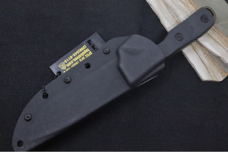 Tops Idaho Hunter Fixed Blade - 1095 Steel / Black Canvas Micarta Handle / Black Kydex Sheath TIH-03