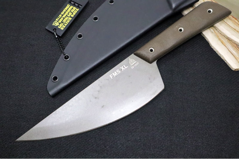 Tops Frog Market Special XL Fixed Blade - 1095 Steel / Green Canvas Micarta Handle / Black Kydex Sheath