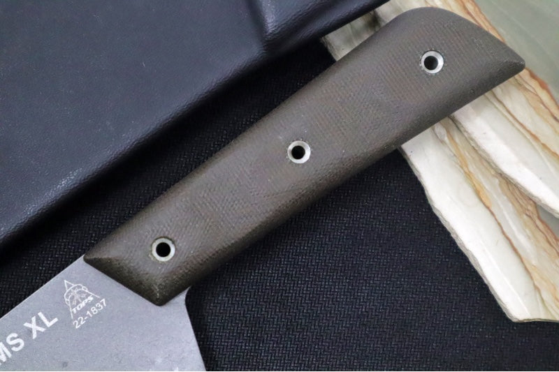 Tops Frog Market Special XL Fixed Blade - 1095 Steel / Green Canvas Micarta Handle / Black Kydex Sheath - Northwest Knives