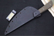 Tops Frog Market Special XL Fixed Blade - 1095 Steel / Green Canvas Micarta Handle / Black Kydex Sheath - Northwest Knives