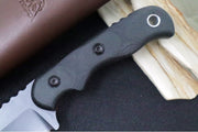 Tops Tex Creek XL Sniper Grey - 1095 Steel / Black Canvas Micarta Handle / Brown Leather Sheath TEXXL-02 - Northwest Knives