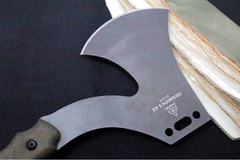 Tops Grandpa's Axe - 1095 Steel / Green Canvas Micarta Handle / Brown Leather Sheath GRAX-02 - Northwest Knives