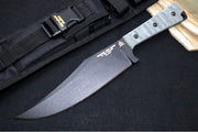 Tops Prather War Bowie Fixed Blade - 1095 Steel / Black Traction Coating Finish / Black Linen Micarta Handle / Black Ballistic Nylon Sheath PWB-01 - Northwest Knives