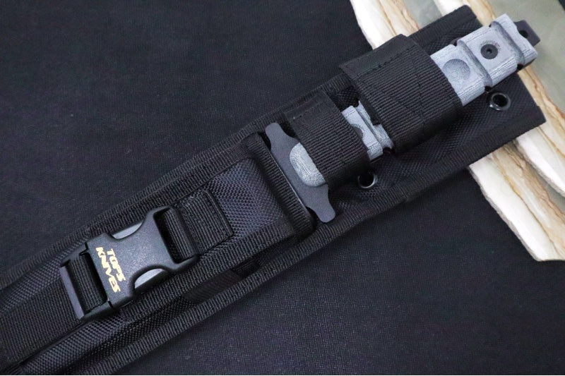 Tops US Combat Fixed Blade - 1095 Steel / Black Traction Coating Finish / Black Linen Micarta Handle / Black Ballistic Nylon Sheath US-01