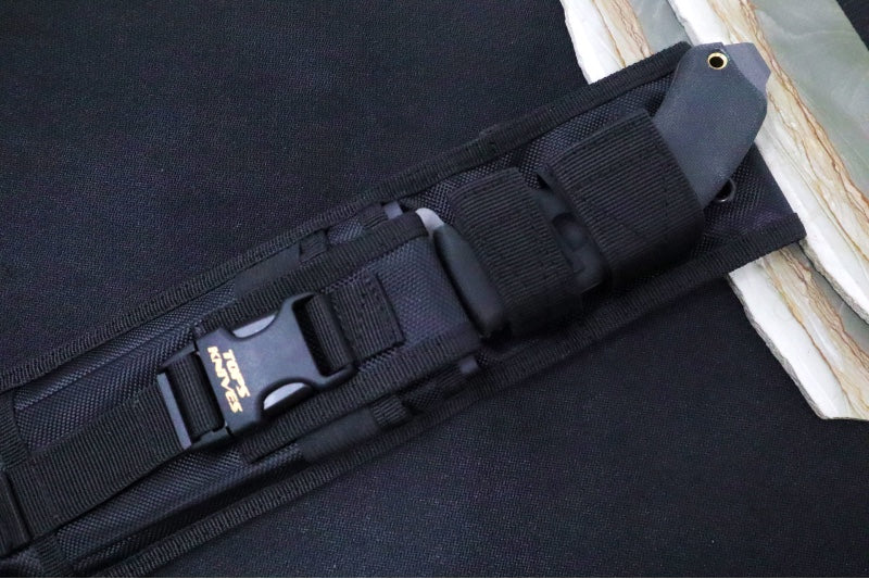 Tops Tahoma Field Fixed Blade - 1095 Steel / Tungsten Cerakote Finish / Black Canvas Micarta Handle / Black Ballistic Nylon Sheath TAHO-04 - Northwest Knives