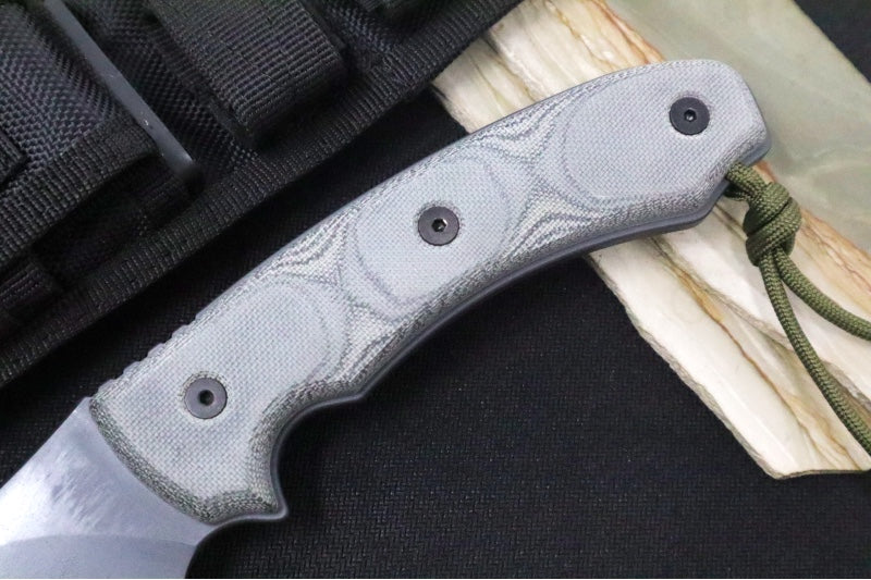 Tops Longhorn Bowie Sniper Grey - 1095 Steel / Black Canvas Micarta Handle / Black Ballistic Nylon Sheath LONGB-05 - Northwest Knives