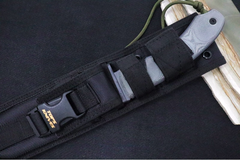 Tops Longhorn Bowie Sniper Grey - 1095 Steel / Black Canvas Micarta Handle / Black Ballistic Nylon Sheath LONGB-05