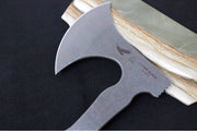 Tops Ucon Hawk Fixed Blade - 1095 Steel / Tumbled Finish / Orange & Black G-10 Handle / Black Leather Sheath UHK-01 - Northwest Knives