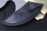 Tops Ucon Hawk Fixed Blade - 1095 Steel / Tumbled Finish / Orange & Black G-10 Handle / Black Leather Sheath UHK-01 - Northwest Knives