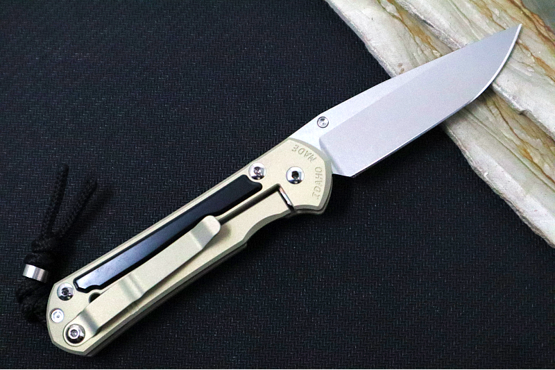 Chris Reeve Knives Large Sebenza 31 NWK Exclusive - Drop Point Blade / CPM-Magnacut Steel / Champagne Cerakote Handle with Black Diamond Richlite Inlays / Black Lanyard with Silver Bead L31-1838 - Northwest Knives