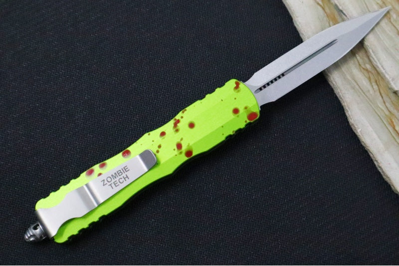 Microtech Dirac OTF - Stonewash Finish / Double Edge / "Zombie Apocalypse" Anodized Aluminum Handle 225-10Z - Northwest Knives