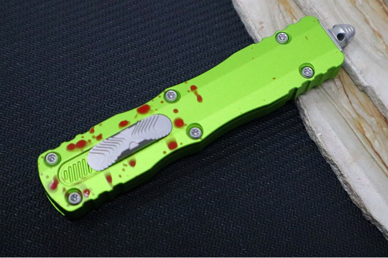 Microtech Dirac OTF - Stonewash Finish / Double Edge / "Zombie Apocalypse" Anodized Aluminum Handle 225-10Z - Northwest Knives