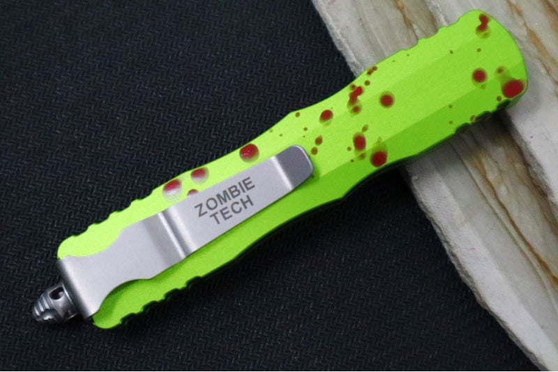 Microtech Dirac OTF - Stonewash Finish / Double Edge / "Zombie Apocalypse" Anodized Aluminum Handle 225-10Z - Northwest Knives