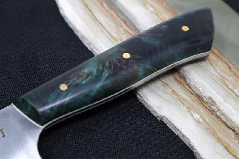 Carter Cutlery Muteki - 6.38" Funayuki - Dyed Maple Handle w/ White G-10 Liner & Hitachi White #1 Steel #5592