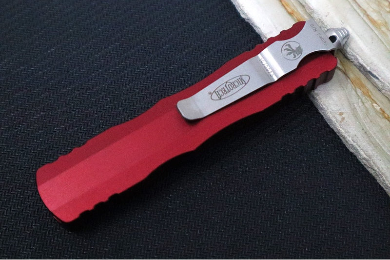Microtech Dirac OTF - Stonewash Finish / Double Edge / Merlot Anodized Aluminum Handle 225-10MR - Northwest Knives