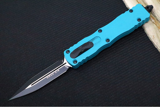Microtech Dirac OTF - Black Finish / Double Edge / Cyan Anodized Aluminum Handle 225-1CN - Northwest Knives