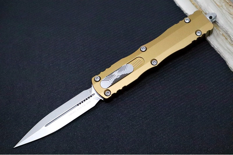 Microtech Dirac Delta OTF - Dagger Blade / Stonewashed Finish / Tan Anodized Aluminum Handle 227-10TA - Northwest Knives