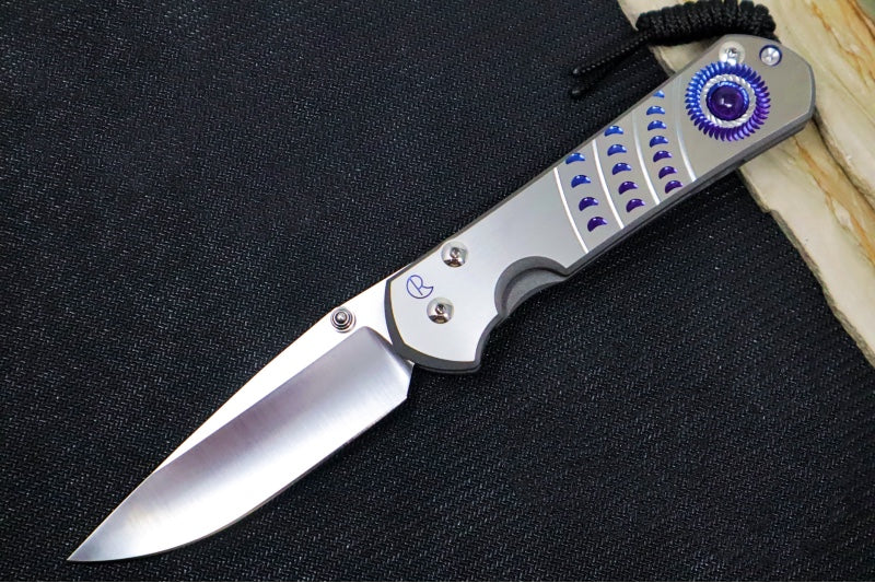 Chris Reeve Knives Large Sebenza 31 Unique Graphic - CPM-Magnacut Steel / Drop Point Blade / Amethyst Cabochon L31-1408-1036 (A2)