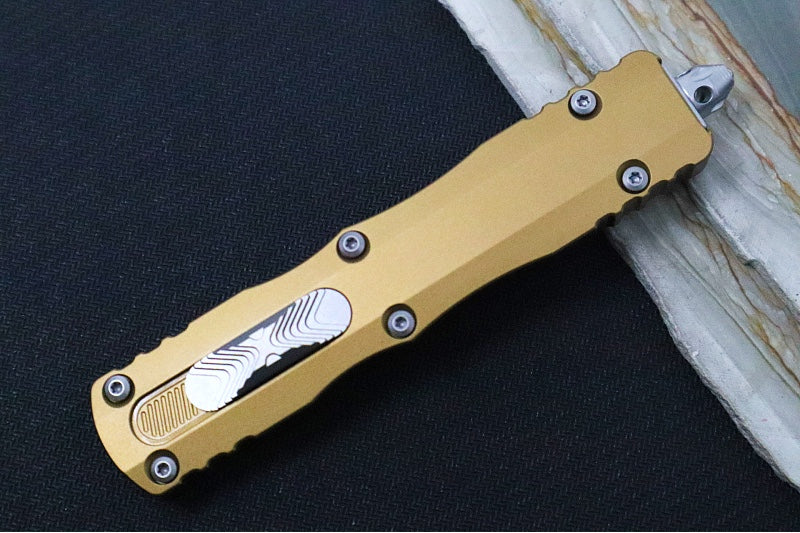 Microtech Dirac Delta OTF - Dagger Blade / Stonewashed Finish / Tan Anodized Aluminum Handle 227-10TA - Northwest Knives