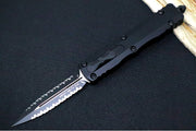 Microtech Dirac Delta Tactical OTF - Black Finish / Double Full Serrated Dagger Blade / Black Anodized Aluminum Handle 227-D3T - Northwest Knives