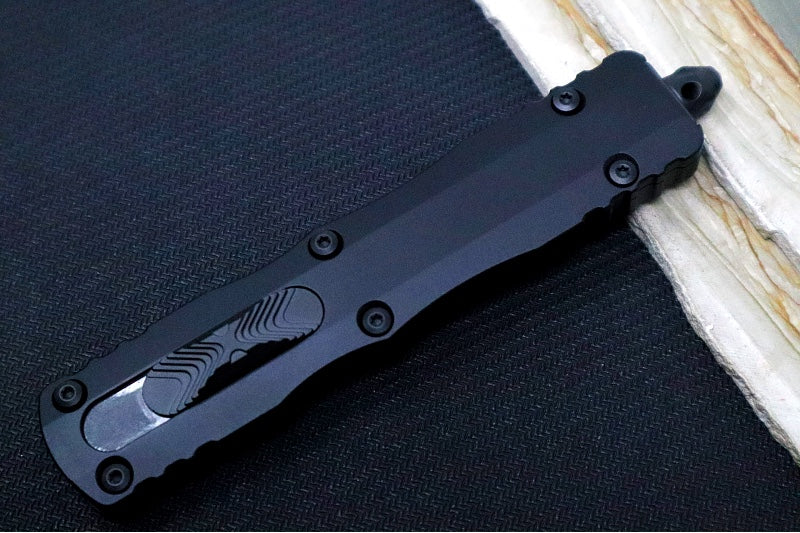 Microtech Dirac Delta Tactical OTF - Black Finish / Double Full Serrated Dagger Blade / Black Anodized Aluminum Handle 227-D3T - Northwest Knives