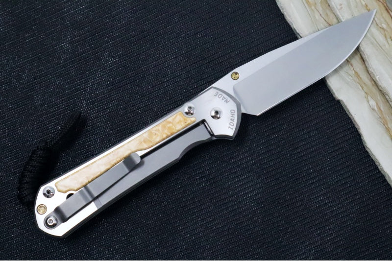 Chris Reeve Large Sebenza 31 - Polished Drop Point Blade / Box Elder Inlay / CPM-Magnacut L31-1628 (A1)