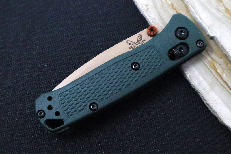 Benchmade 535TN-2601 Bugout - Elmax Steel / Drop Point Blade / Tan Cerakote Finish / Textured Taiga Green Grivory Handle - Northwest Knives