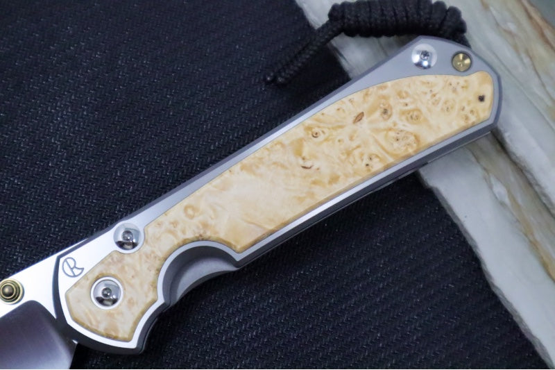 Chris Reeve Large Sebenza 31 - Polished Drop Point Blade / Box Elder Inlay / CPM-Magnacut L31-1628 (A2)