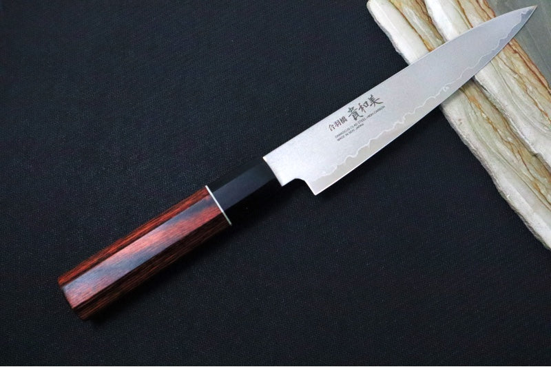 Garage Sale KIWAMI - 6" Petty Knife - Aus 8 Damascus - Pakkawood Octagon Handle - Made in Seki City, Japan - Northwest Knives