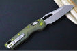 Microtech MSI Manual Folder - Apocalyptic Finished Blade / Fluted Distressed Grenade Green Aluminum Handles w/ Trim-Grip Handle 210-10FLDGG-U25 - Northwest Knives