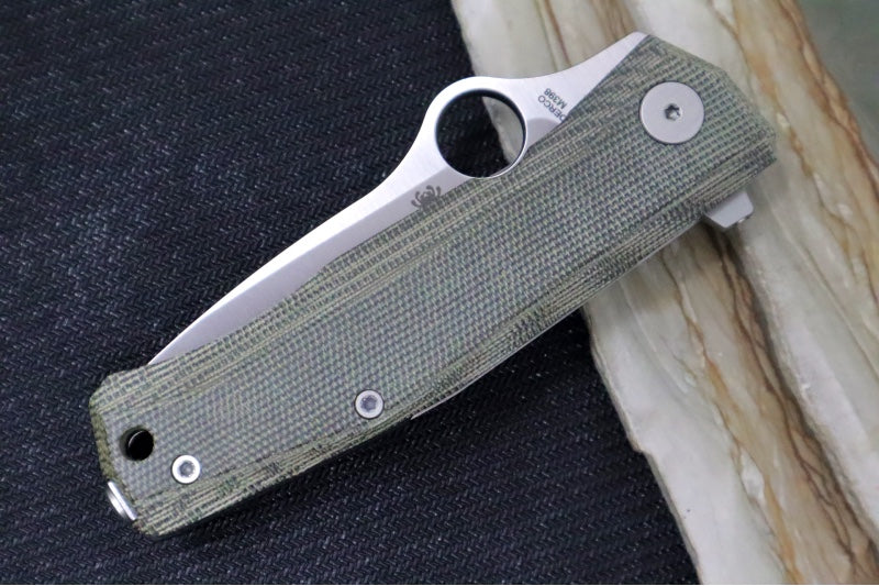 Spyderco SpyMyto FLASH BATCH Flipper - Green Micarta & Titanium Handle / Sheepsfoot Blade / M398 Steel C265MTIP