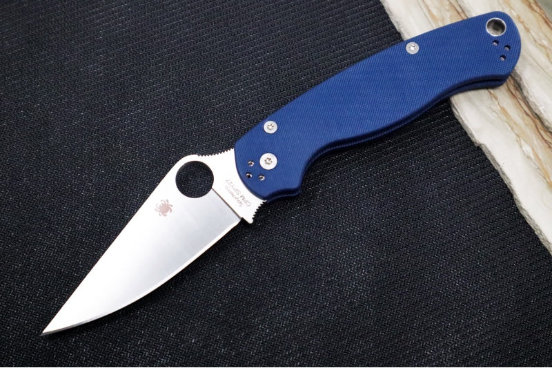 Spyderco Paramilitary 2 - Cobalt Blue G-10 Handle / Satin Blade / SPY27 Steel - C81GPCBL2