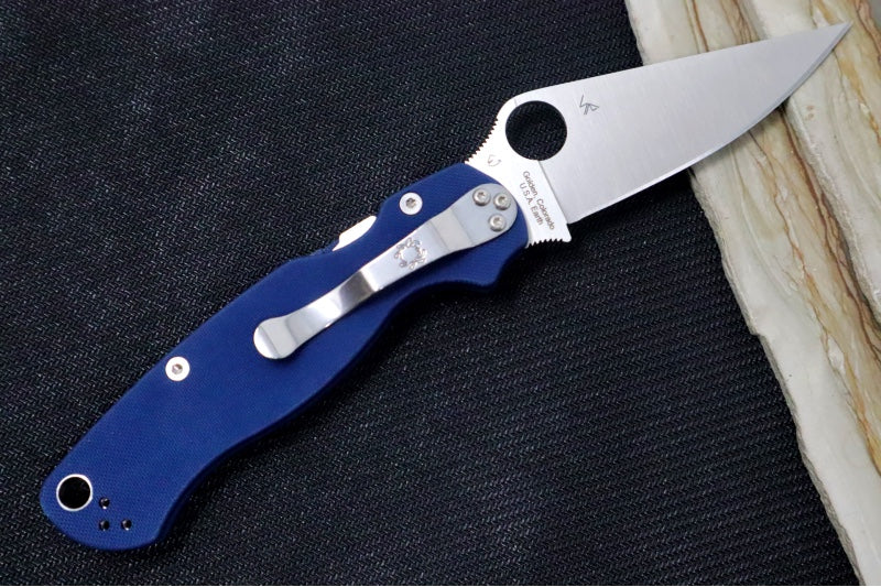 Spyderco Paramilitary 2 - Cobalt Blue G-10 Handle / Satin Blade / SPY27 Steel - C81GPCBL2