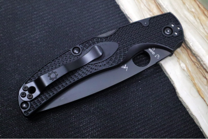 Spyderco Native Chief - Drop Point Blade with Full Serrates / Black Finish / Black FRN Handle Scales C244SBBK