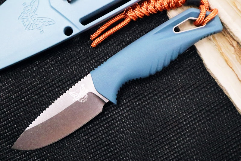 Benchmade 18050 Intersect Fixed Blade - CPM-Magnacut Steel / Drop Point Steel / Depth Blue Santoprene Handle / Sonar Gray Injection Molded Sheath - Northwest Knives