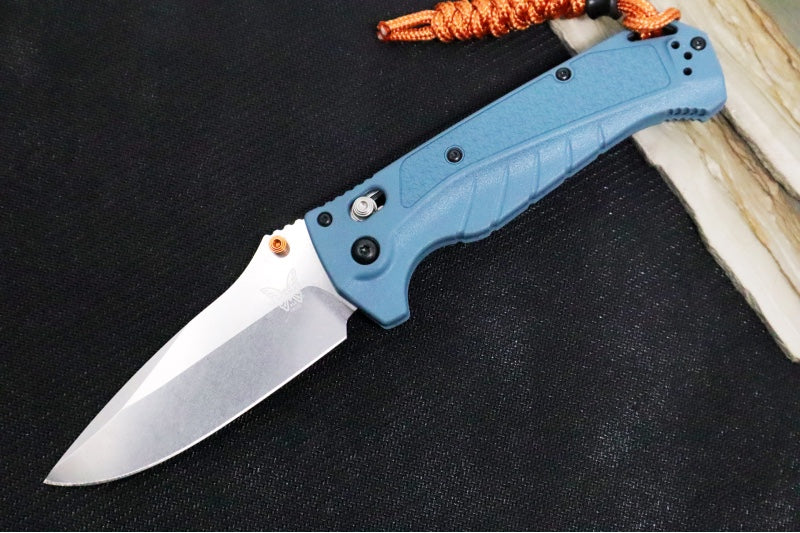 Benchmade 18060 Adira - CPM-Magnacut Steel / Drop Point / Depth Blue Grivory Handle / Orange  Paracord Lanyard & Bead