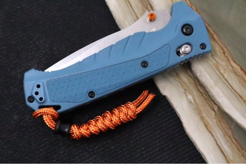 Benchmade 18060 Adira - CPM-Magnacut Steel / Drop Point / Depth Blue Grivory Handle / Orange  Paracord Lanyard & Bead