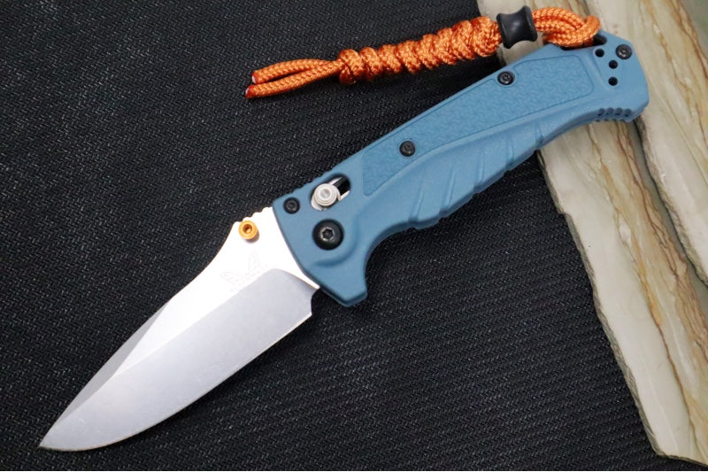 Benchmade 18065 Mini Adira - CPM-Magnacut Steel / Drop Point Steel / Depth Blue Grivory Handle / Orange  Paracord Lanyard & Bead - Northwest Knives