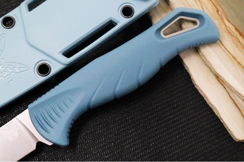 Benchmade 18020 Fishcrafter 9" Fixed Blade - CPM-Magnacut Steel / Trailing Point Blade / Depth Blue Santoprene Handle / Sonar Gray Injection Molded Sheath